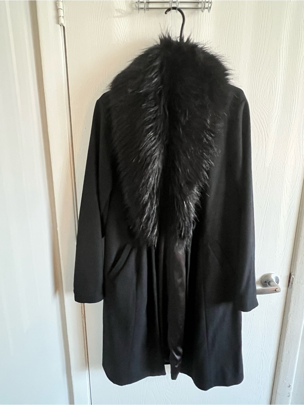 Torrid Black Faux Fur-Trim Cape Coat